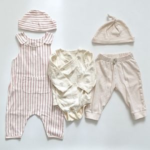 Pehr lot of 5 baby girl lot 6-12 months hats romper pants onesie